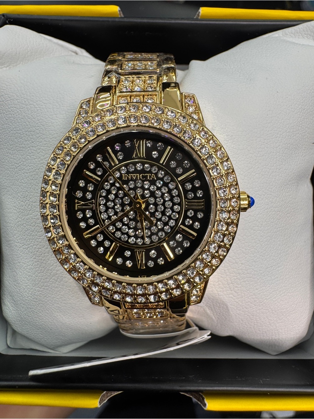 Invicta Gold-Tone Crystal Pavé Bracelet Watch - Gold & Black